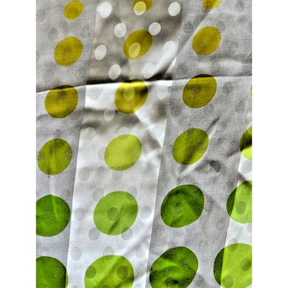 Oscar De La Renta Silk Scarf Womens Polka Dot Green Oblong 11" x 52" Rectangle - Picture 6 of 7